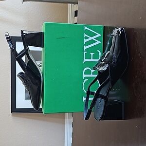 🎁J. Crew Patent Leather Loafer Slingback Pumps, Sz 7.5, New in Box🎁